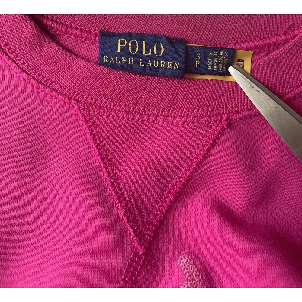 Polo Ralph Lauren Big Pony Crewneck Sweatshirt Small Petite Pink Preppy Money - Picture 3 of 11